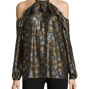 Michael Kors Sparkling Cold Shoulder Top XS